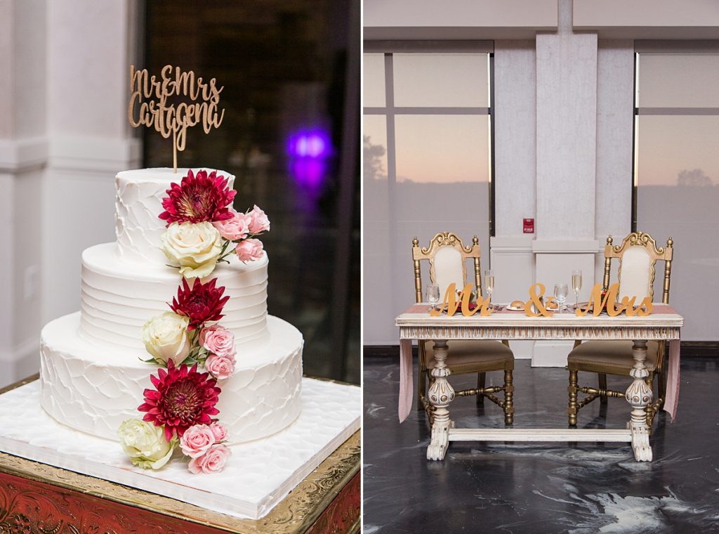 Sweetheart table and Wedding Cake