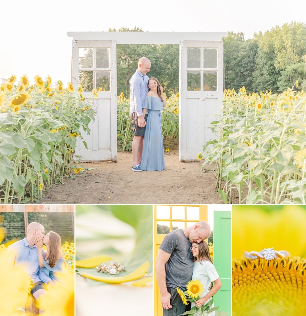 Collage of Sunflower Field Engagement Session