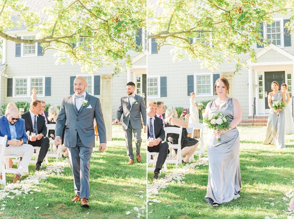 wedding party walks down the aisle